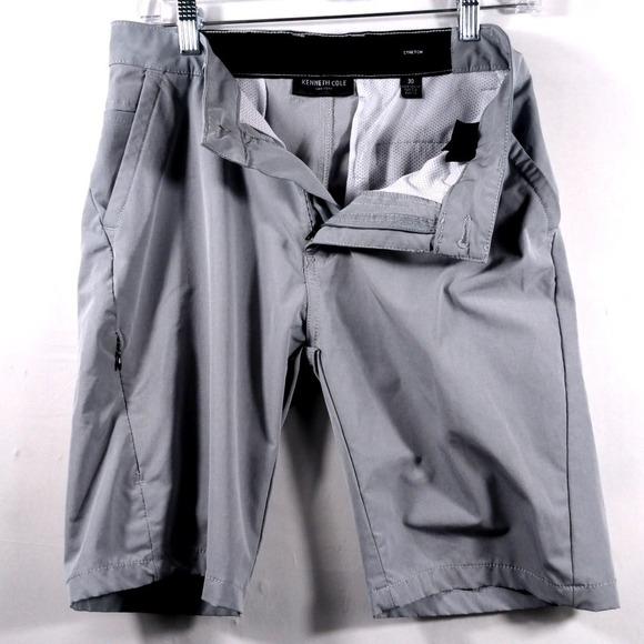 Kenneth Cole Mens 30 Chino Short Polyester Spandex Gray Stretch Performance Golf - Picture 6 of 10